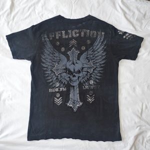 Affliction Tee - Felt Graphics - Heavy Distressing